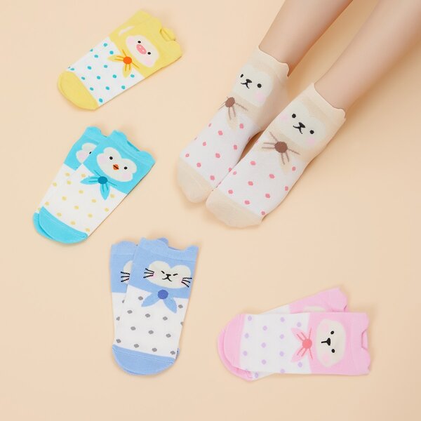 

5pairs Cartoon Graphic Socks, Multicolor