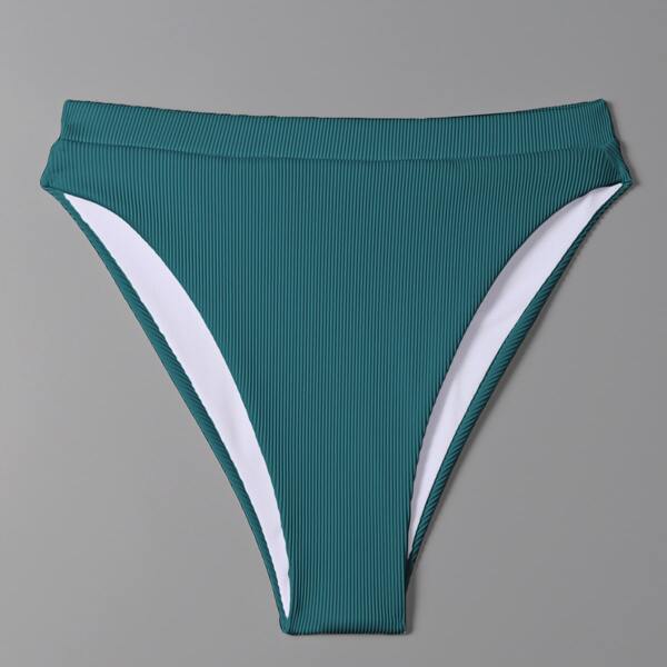 

Rib High Waisted Bikini Panty, Teal blue