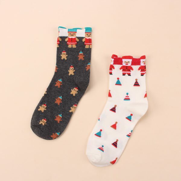 

5pairs Christmas Pattern Socks, Multicolor