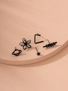 Bông tai hình ngôi sao 5 cánh - màu đen - Xem 2