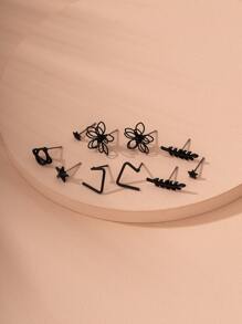 Bông tai hình ngôi sao 5 cánh - màu đen - Xem 3