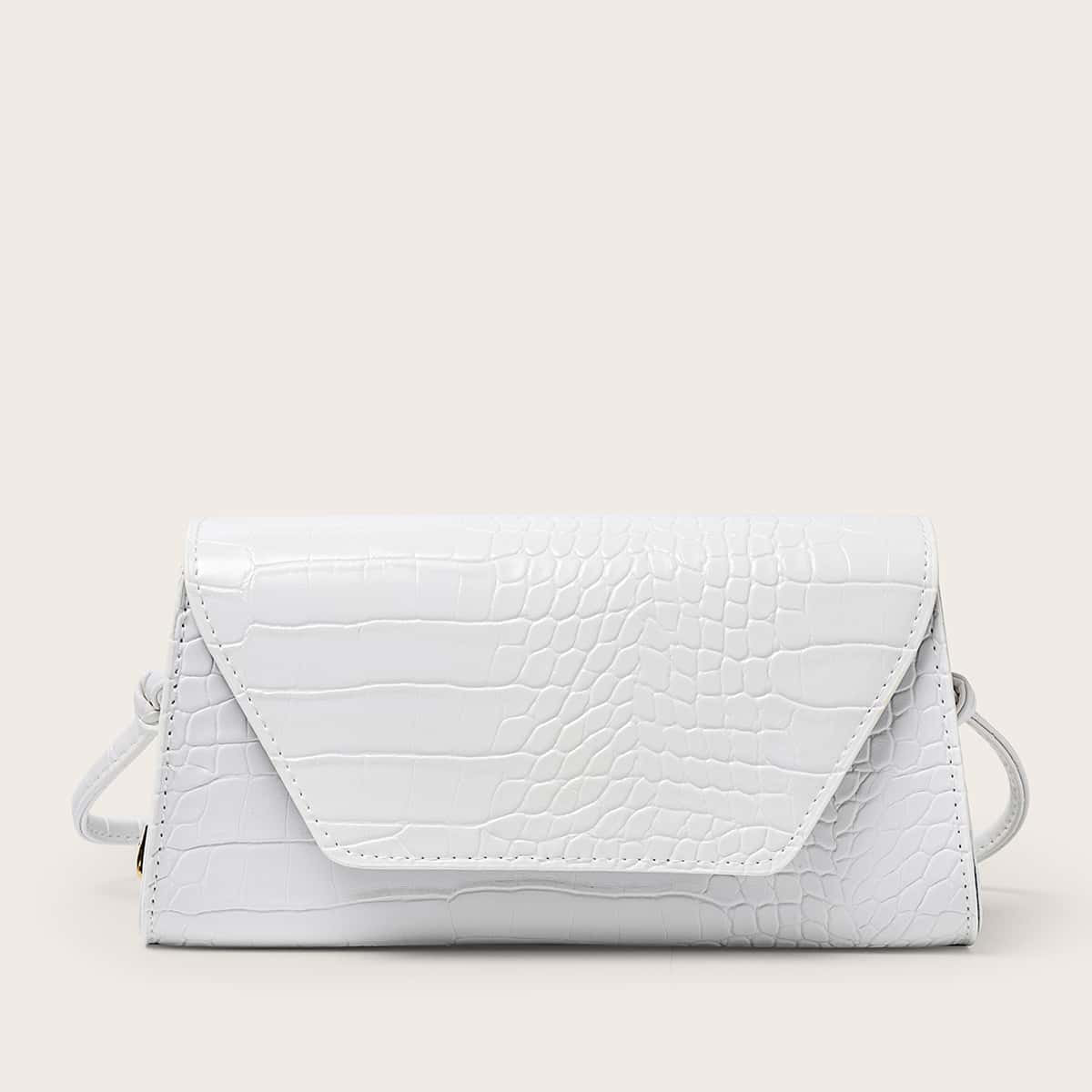 

Croc Embossed Crossbody Bag, White