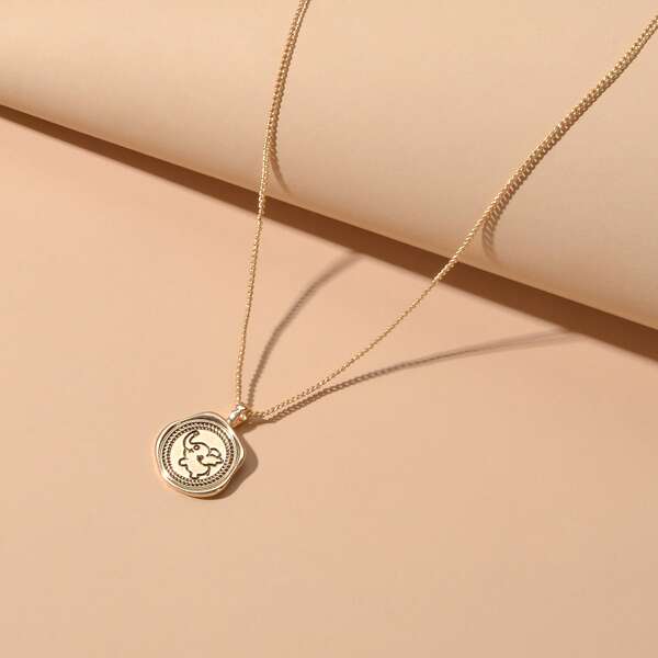 

Round Charm Necklace, Gold