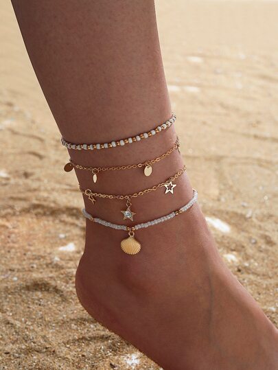 4pcs Star Charm Anklet