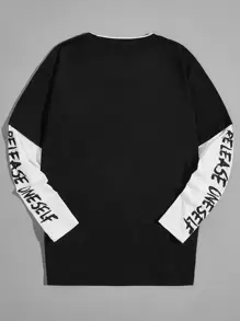 Manfinity Roghcode Men Letter Graphic 2 In 1 Tee - Black and White - View 2