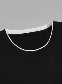 Manfinity Roghcode Men Letter Graphic 2 In 1 Tee - Black and White - View 3