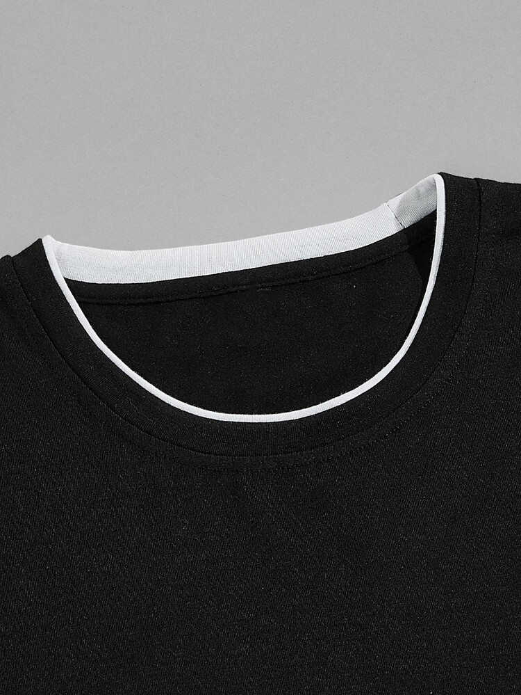 Manfinity EZcore Men Letter Graphic 2 In 1 Tee - Black and White - View 3