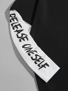 Manfinity Roghcode Men Letter Graphic 2 In 1 Tee - Black and White - View 4