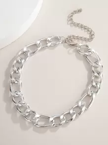 Collar con cadena simple - Plateado - Ver 2