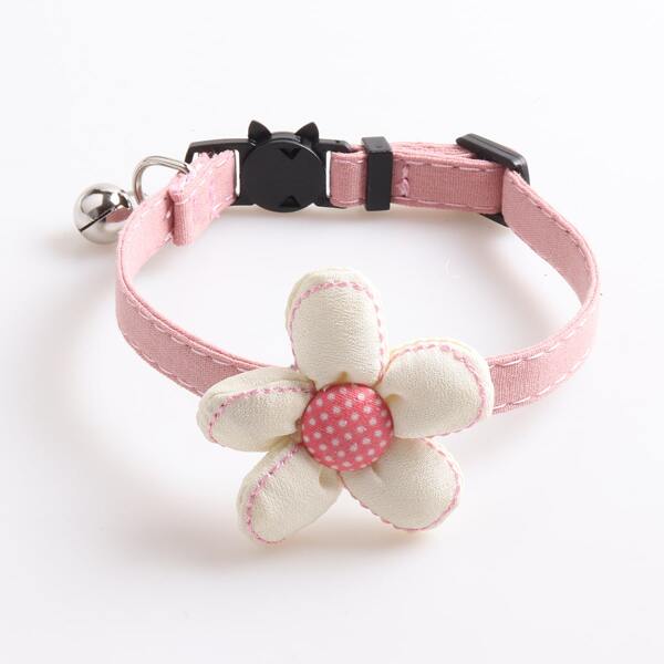 

1pc Flower Decor Cat Collar, Pink