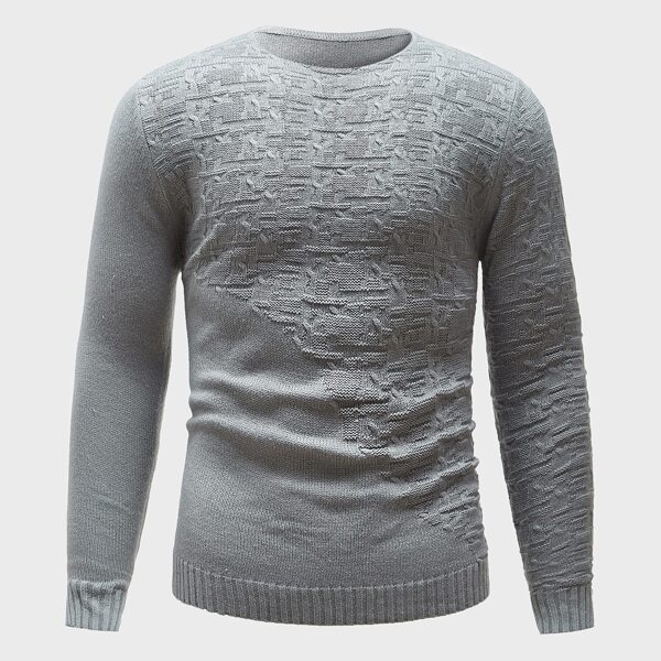 

Men Solid Round Neck Sweater, Grey