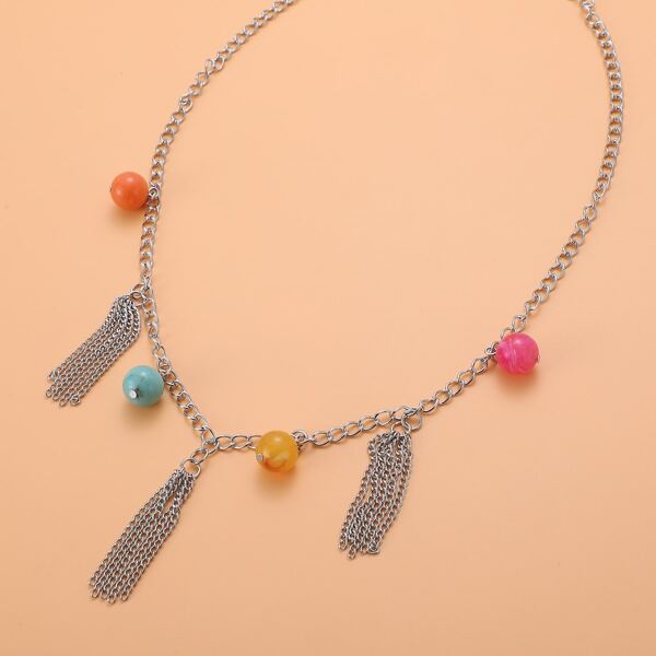 

Tassel Charm Necklace, Multicolor