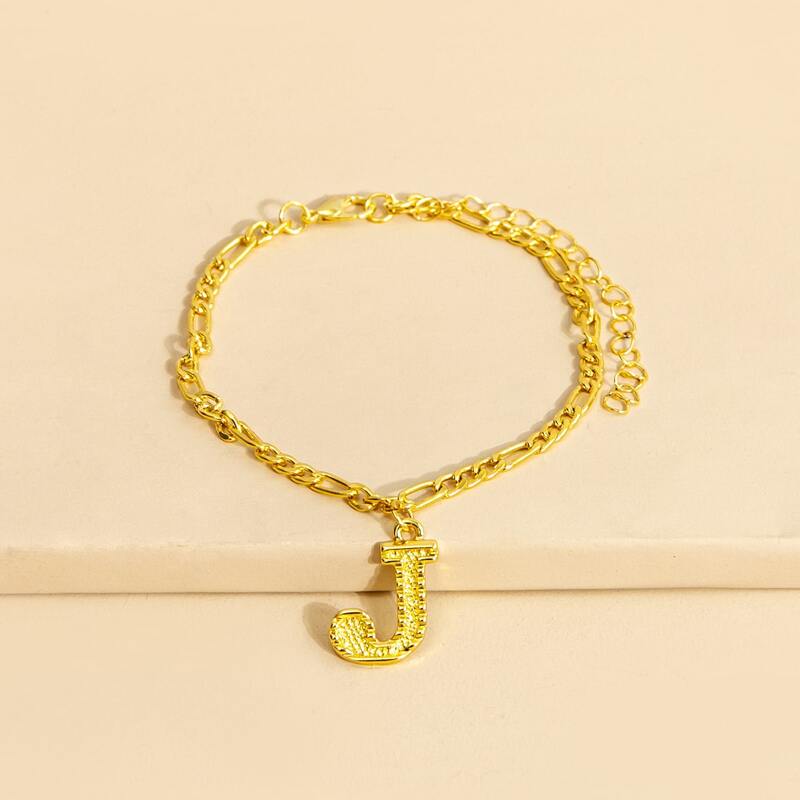 

Letter Charm Anklet, Gold