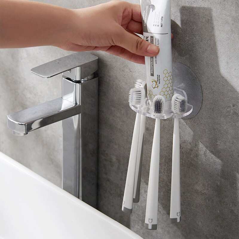 

1pc Multifunction Wall Mounted Toothbrush Holder, Clear