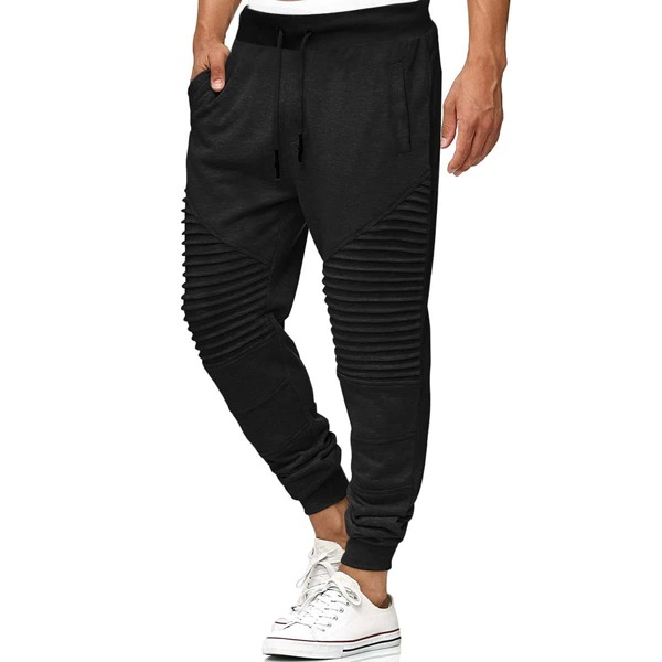 

Men Slant Pocket Plicated Pants, Black