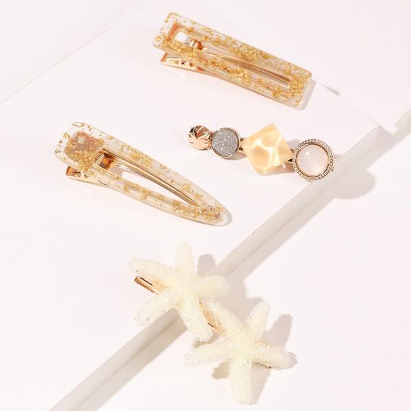 

4pcs Starfish Decor Hair Clip, Multicolor