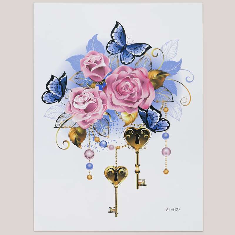 

1sheet Flower Pattern Tattoo Sticker, Multicolor