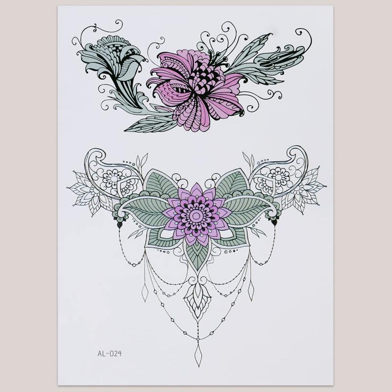 

1sheet Flower Pattern Tattoo Sticker, Multicolor