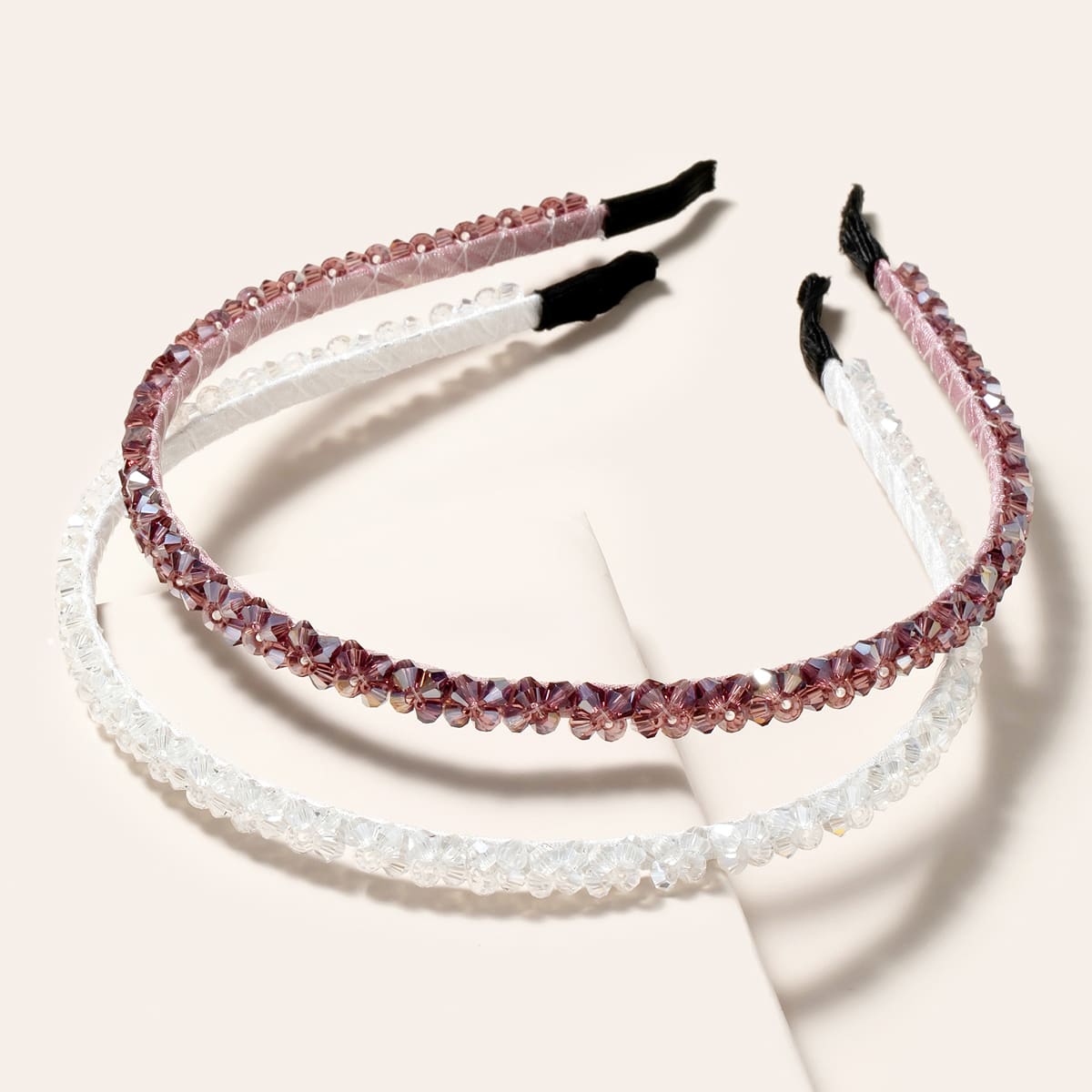 

2pcs Crystal Decor Hair Hoop, Multicolor