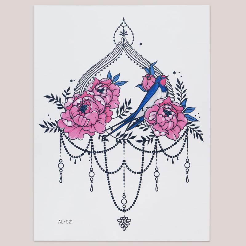 

1sheet Flower Pattern Tattoo Sticker, Multicolor