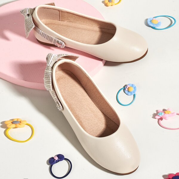 

Toddler Girls Metallic Bow Decor Flats, Apricot