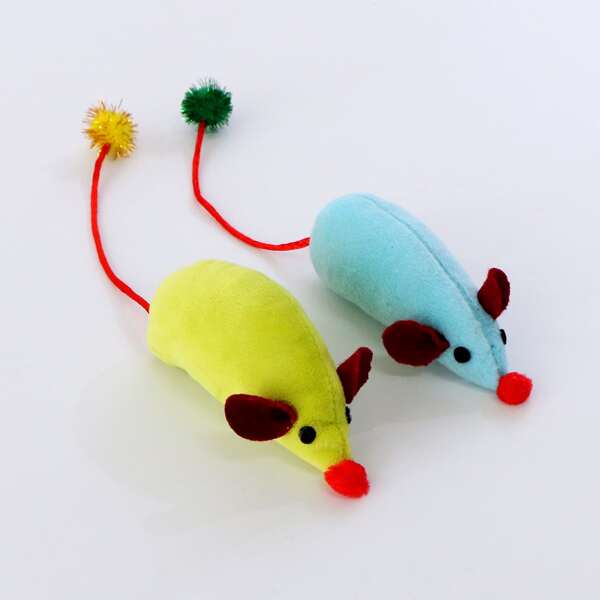 

2pcs Mouse Shaped Cat Toy, Multicolor
