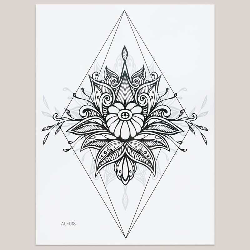 

1sheet Flower Pattern Tattoo Sticker, Black