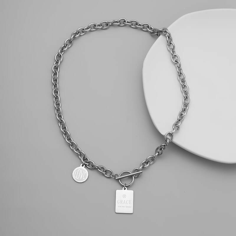 

Guys Geometric Charm Necklace, Silver