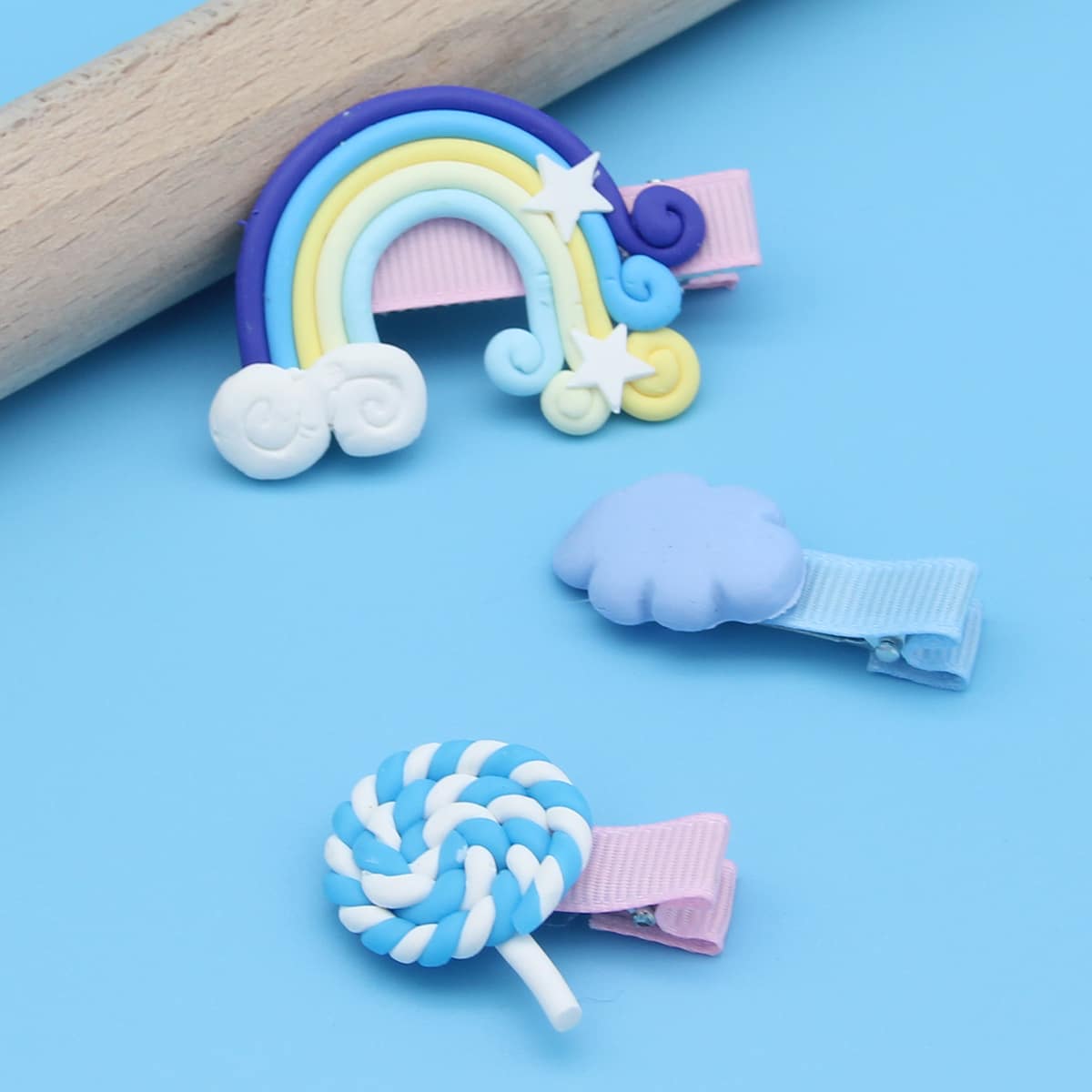 

3pcs Random Color Rainbow & Cloud Hair Clip, Multicolor