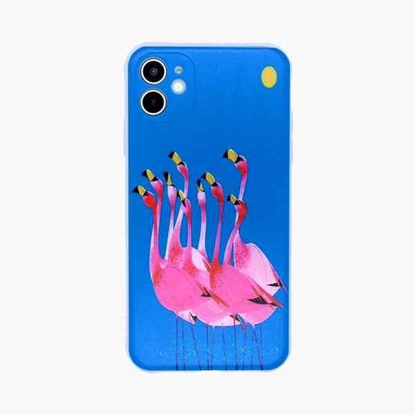 

1шт чехол для iPhone с узором фламинго, Синий
