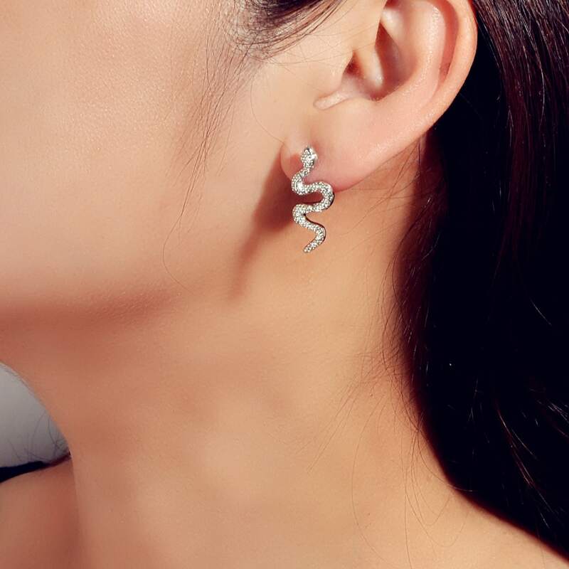 

Serpentine Stud Earrings, Silver