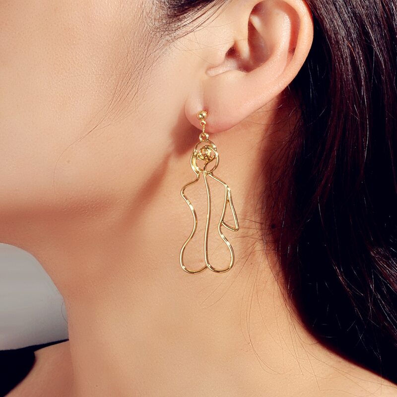 

Figure Shaped Stud Earrings, Gold