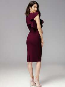 MIUSOL Đầm Xù màu trơn Màu Tím Thanh lịch - Màu Tím - Xem 2