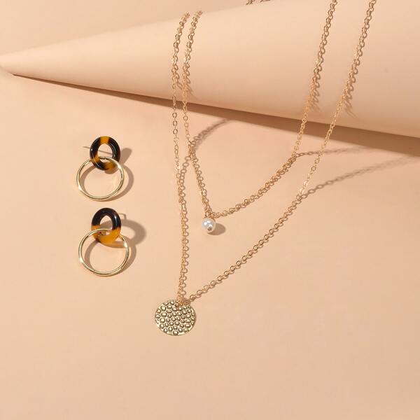 

3pcs Faux Pearl Decor Jewelry Set, Multicolor