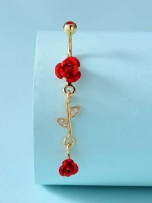 Hoa Hồng Charm Vòng Bụng Unisex Thời Trang Punk Cơ Thể Trang Sức Khuyên - Vàng - Xem 1