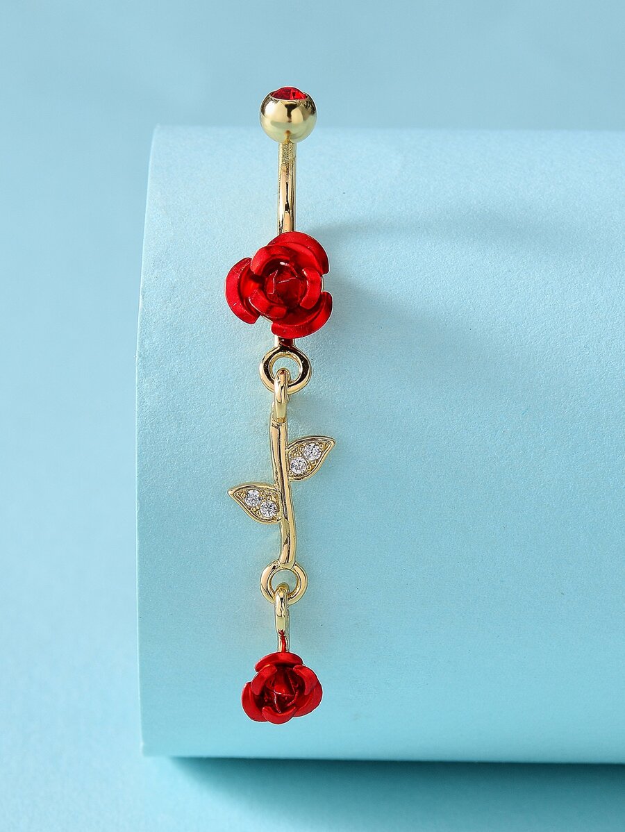 Hoa Hồng Charm Vòng Bụng Unisex Thời Trang Punk Cơ Thể Trang Sức Khuyên - Vàng - Xem 1