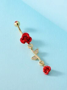 Hoa Hồng Charm Vòng Bụng Unisex Thời Trang Punk Cơ Thể Trang Sức Khuyên - Vàng - Xem 2