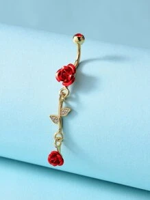 Hoa Hồng Charm Vòng Bụng Unisex Thời Trang Punk Cơ Thể Trang Sức Khuyên - Vàng - Xem 3