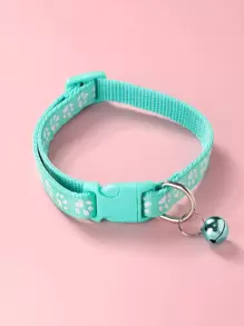 Collar para mascota con estampado de garra con diseño de campana reflectante - Verde - Ver 1