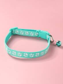 Collar para mascota con estampado de garra con diseño de campana reflectante - Verde - Ver 3
