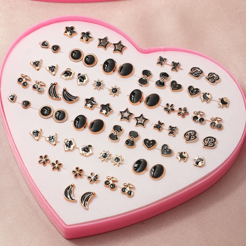 

36pairs Star Shaped Stud Earrings, Black