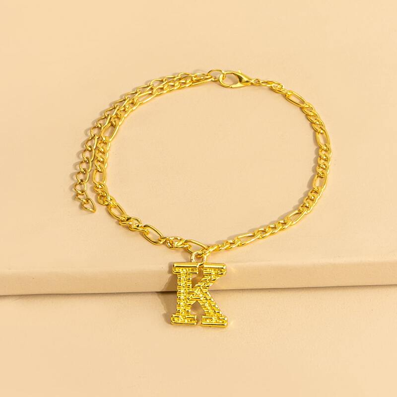 

Gold Letter Charm Anklet