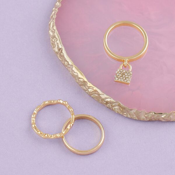 

Set Of Three Purse Charm Rings, Gold