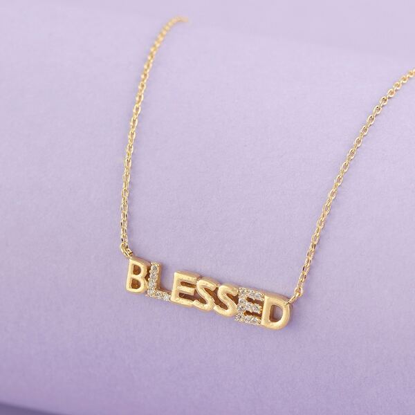

Crystal Pave Blessed Pendant Necklace, Gold
