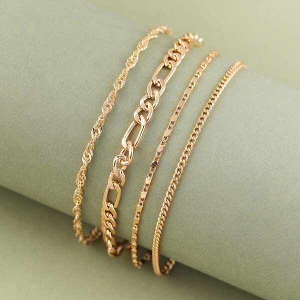 

Set Of Four Variety Chain Link Bracelets, Gold