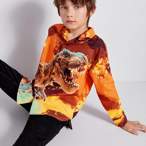 

Boys Dinosaur Print Shirt, Multicolor