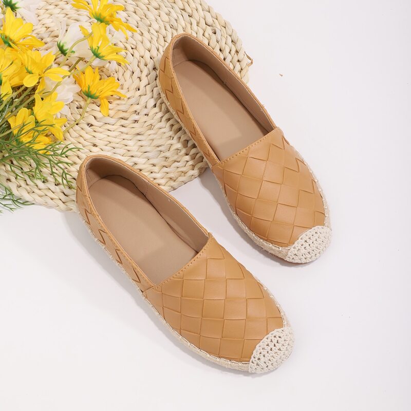 

Braided Slip On Espadrille Flats, Brown