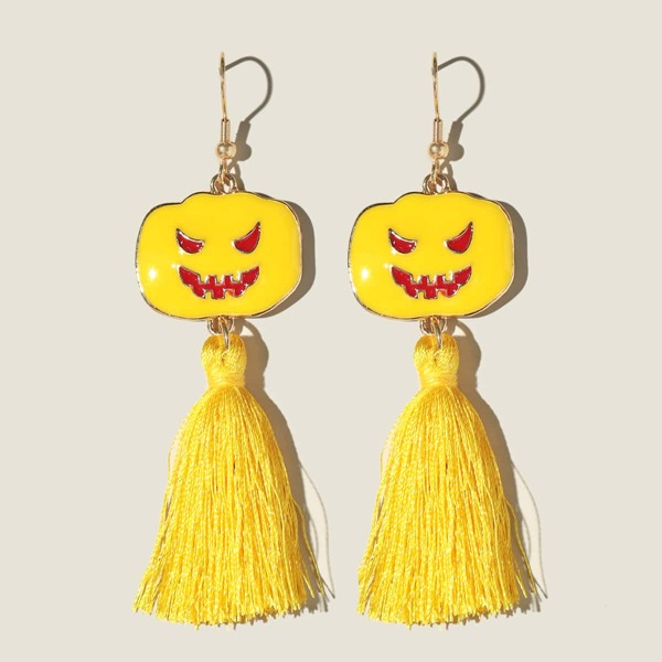 

Halloween Pumpkin Tassel Drop Earrings, Yellow