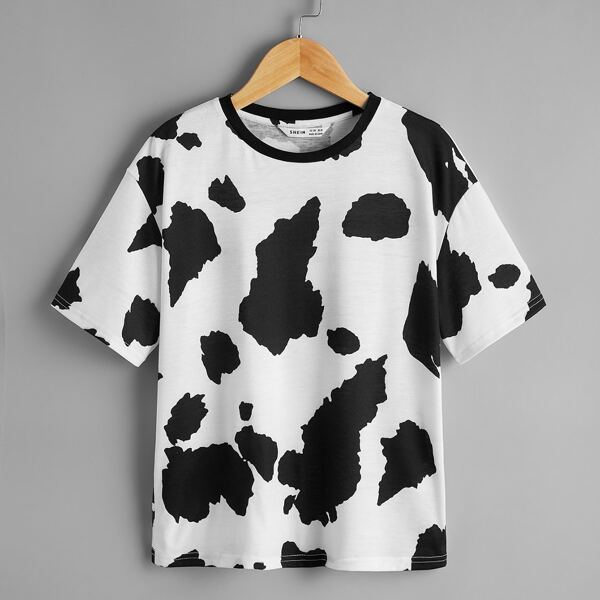

Boys Cow Print Top, Black and white