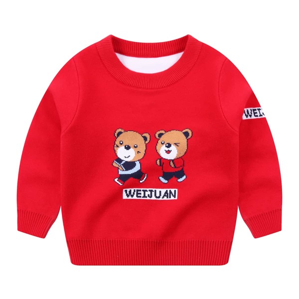 

Toddler Boys Cartoon And Letter Graphic Sweater, Red